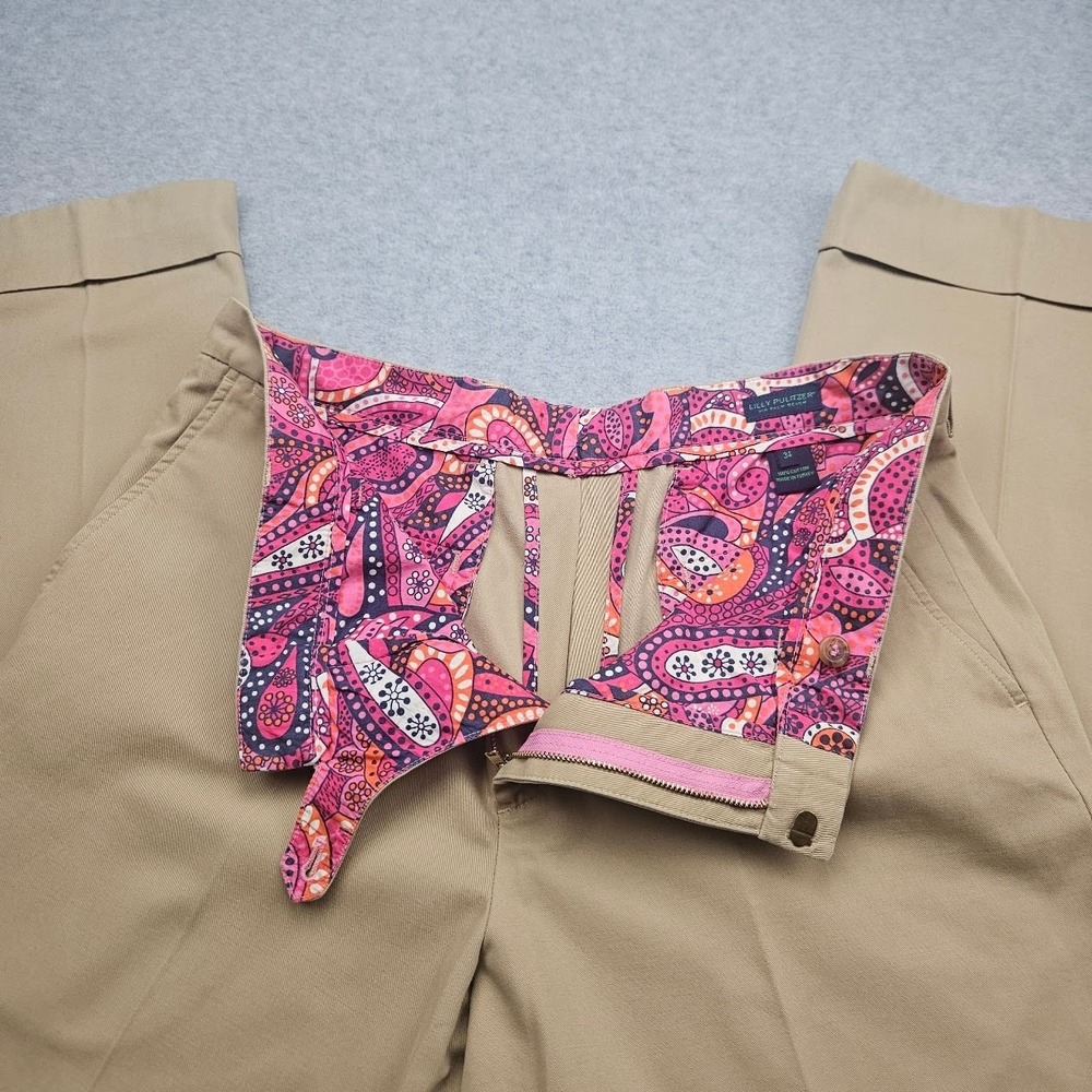 Lilly Pulitzer Men's Stuff Khaki Chino Pants Waist 34 Vibrant Paisley Lining - Picture 9 of 9